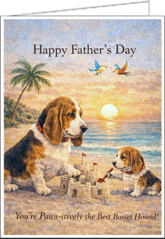 Basset Hound Father's Day Card - At the Beach