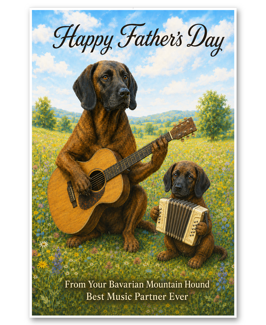 Bavarian Mountain Hounds  Playing Music - Father's Day Card