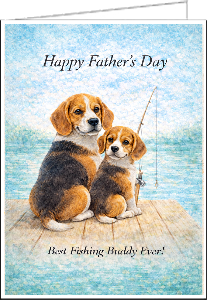 Beagle - Best Fishing Buddy - Father's Day Card