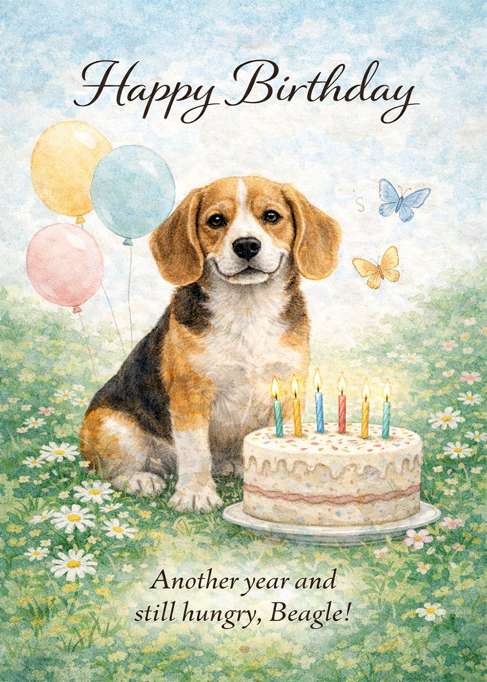Beagle - Still Hungry - Birthday Card