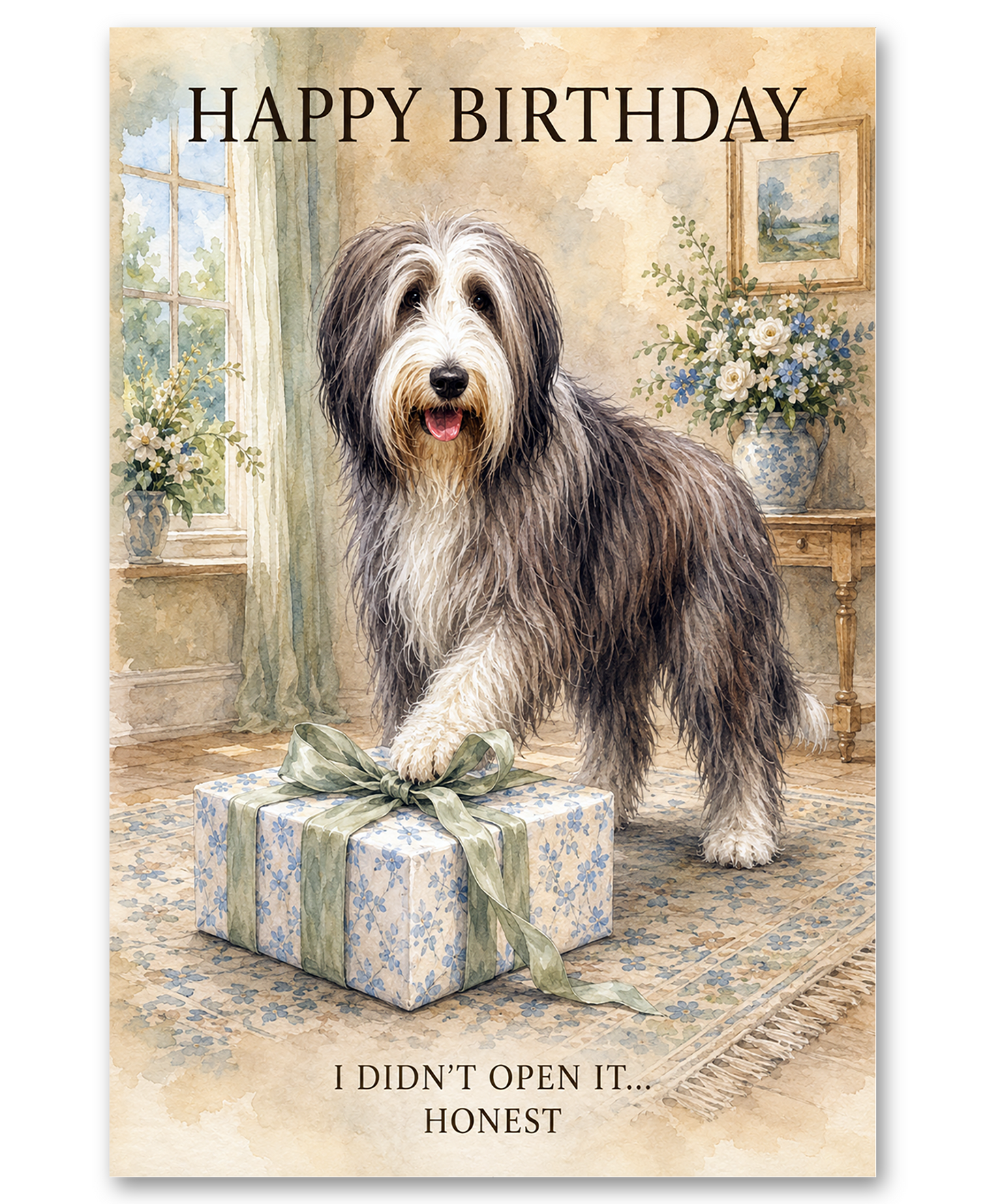 Bearded Collie - Birthday Card