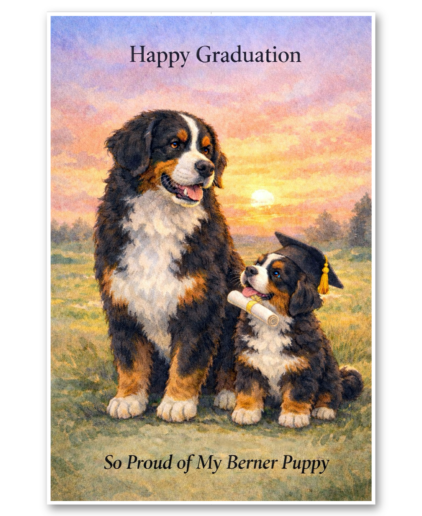 Bernese Mountain Dog -  Congratulations - So Proud of You - Graduation Card