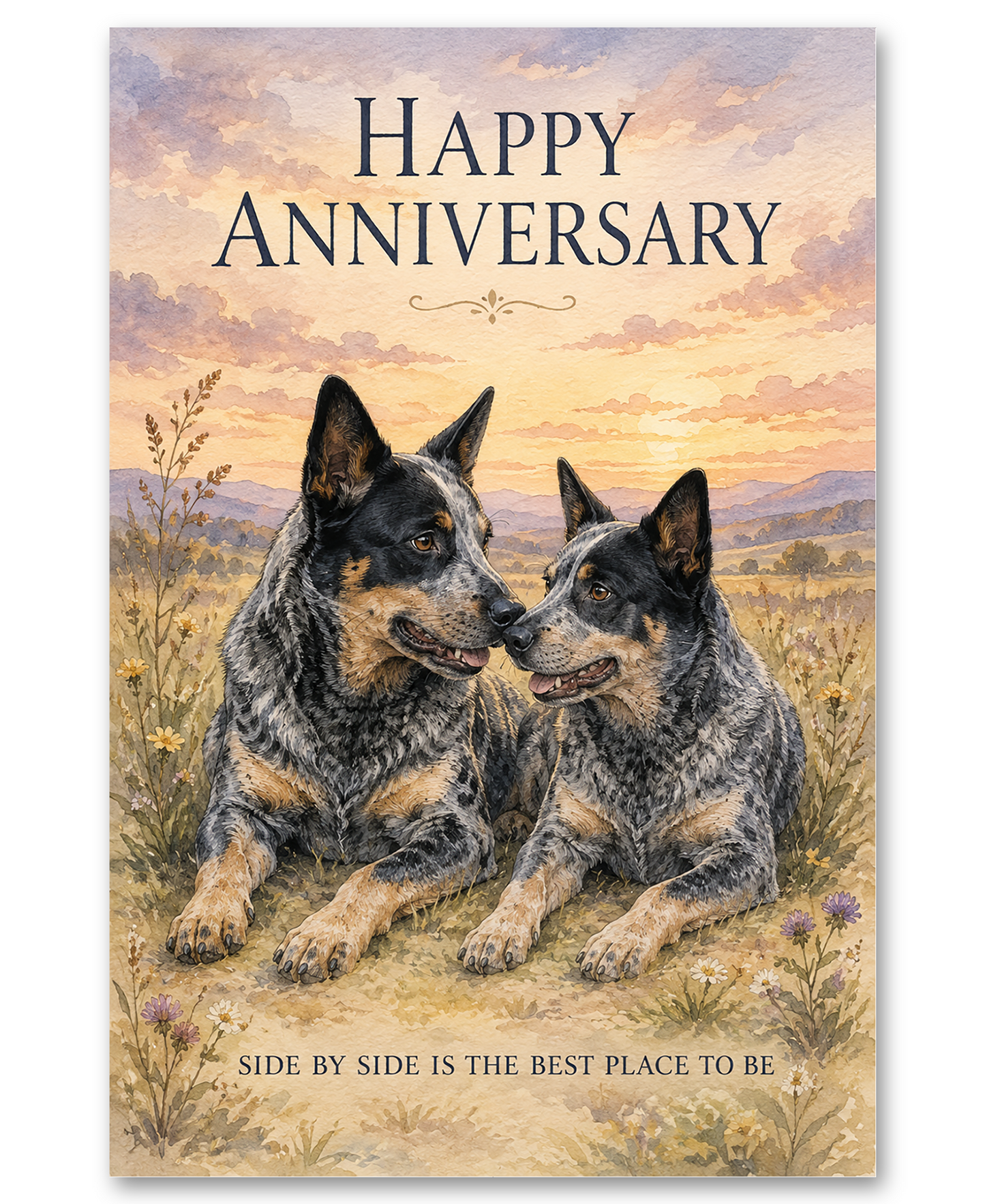 Blue Heeler - Australian Cattle Dogs - Side by Side - Anniversary Cards