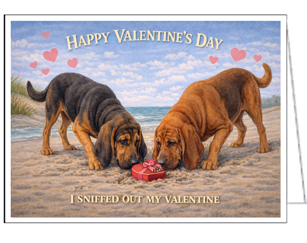 Bloodhounds Single Valentine Greeting Card
