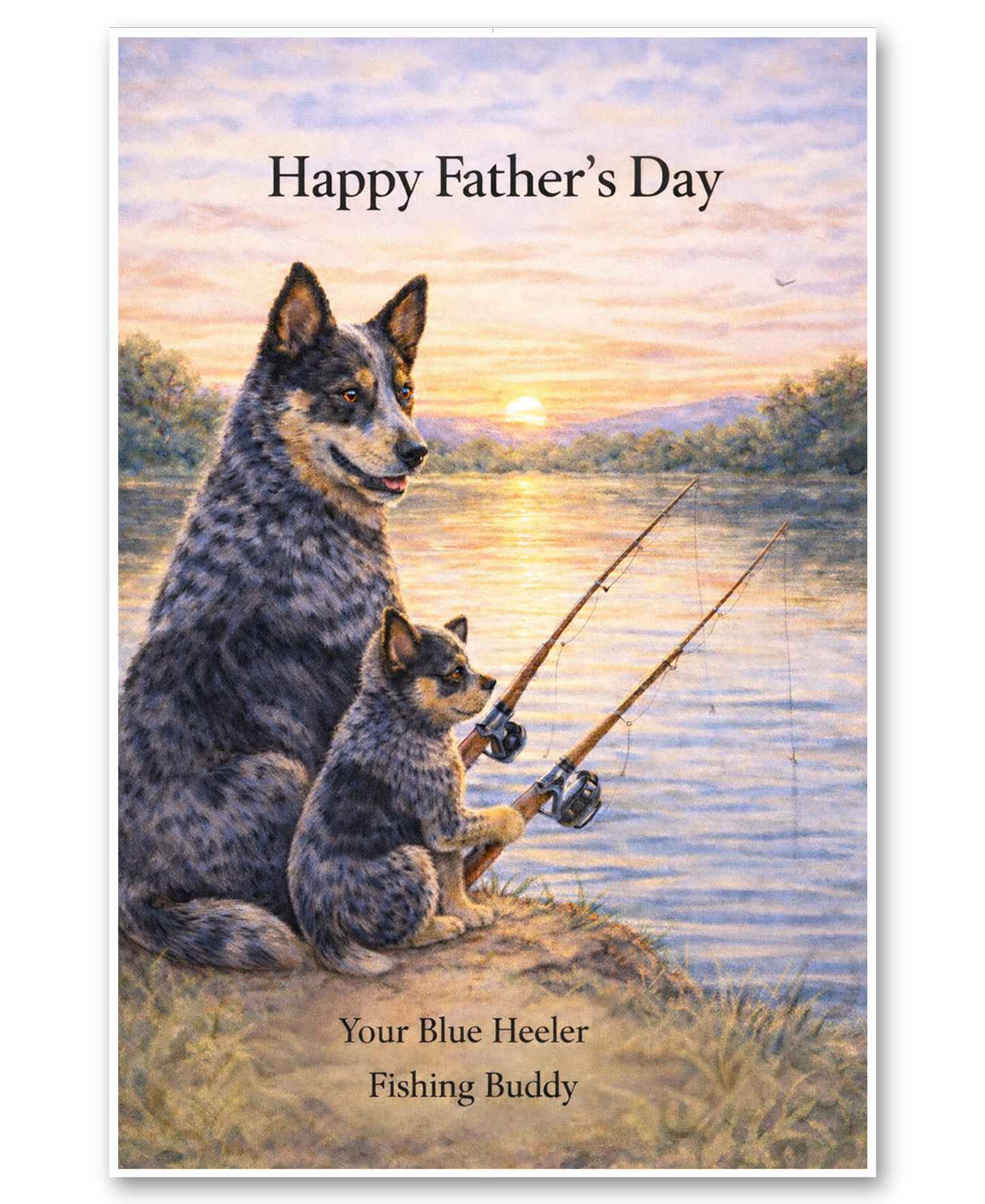 Blue Heeler Fishing Buddies - Father's Day Card