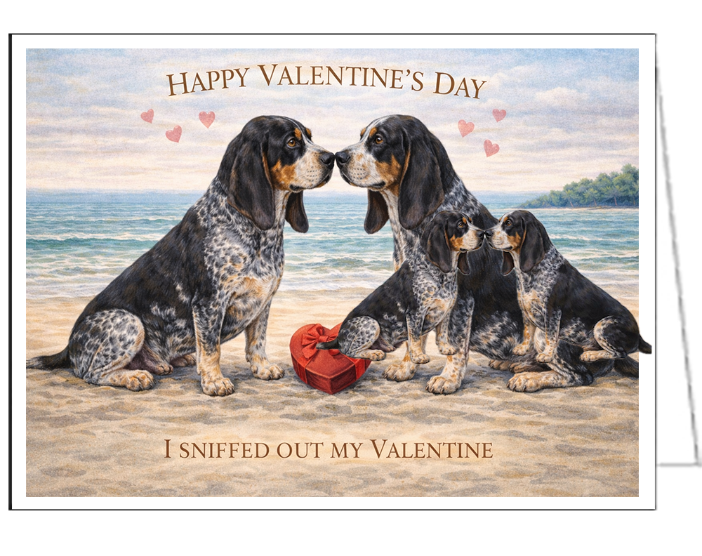 Bluetick Coonhound Single Valentine Card