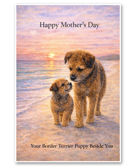 Border Terrier Beside You at Sunset- Mother's Day Card