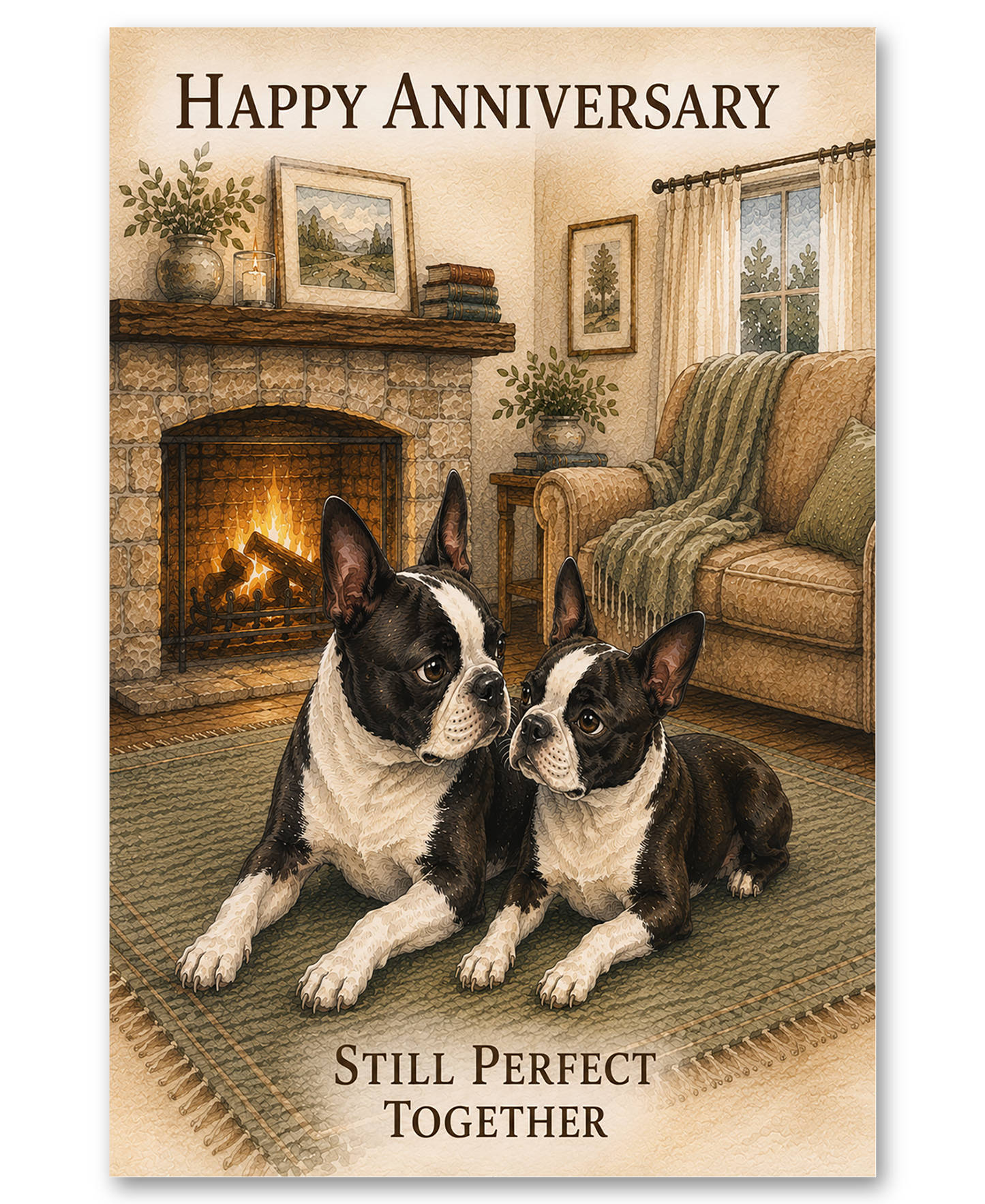 Boston Terriers- Fireside Anniversary