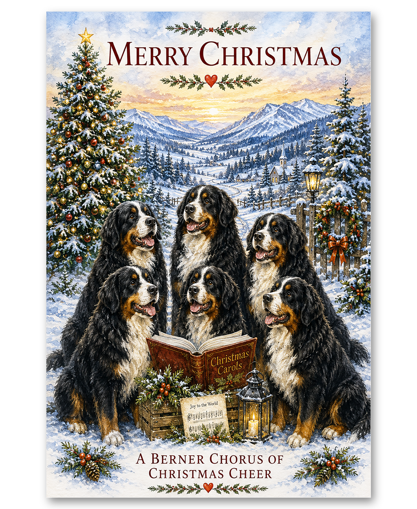 Bernese Mountain Dog  Christmas Caroling