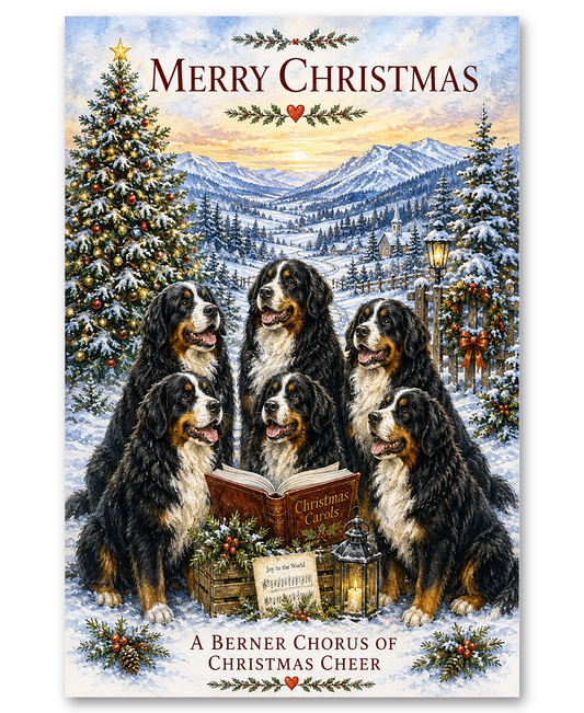 Bernese Mountain Dog  Christmas Caroling