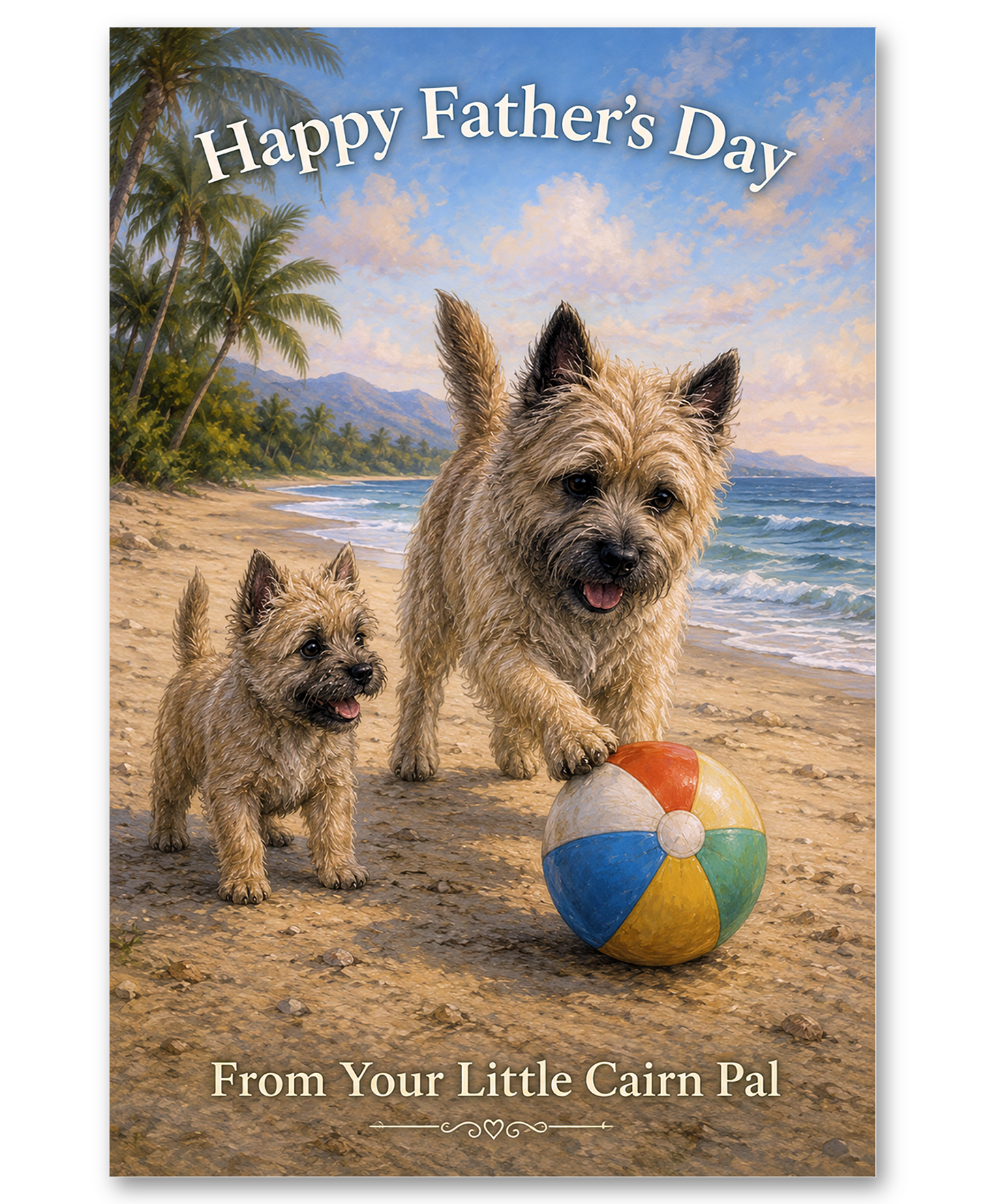 Cairn Terriers Playing Beach Ball on Father's Day