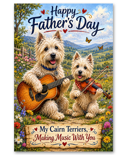 Cairn Terriers Playing Music Together on Father's Day