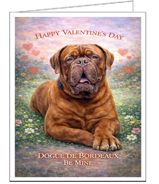 Dogue de Bordeaux - Single Valentine Card with Envelope