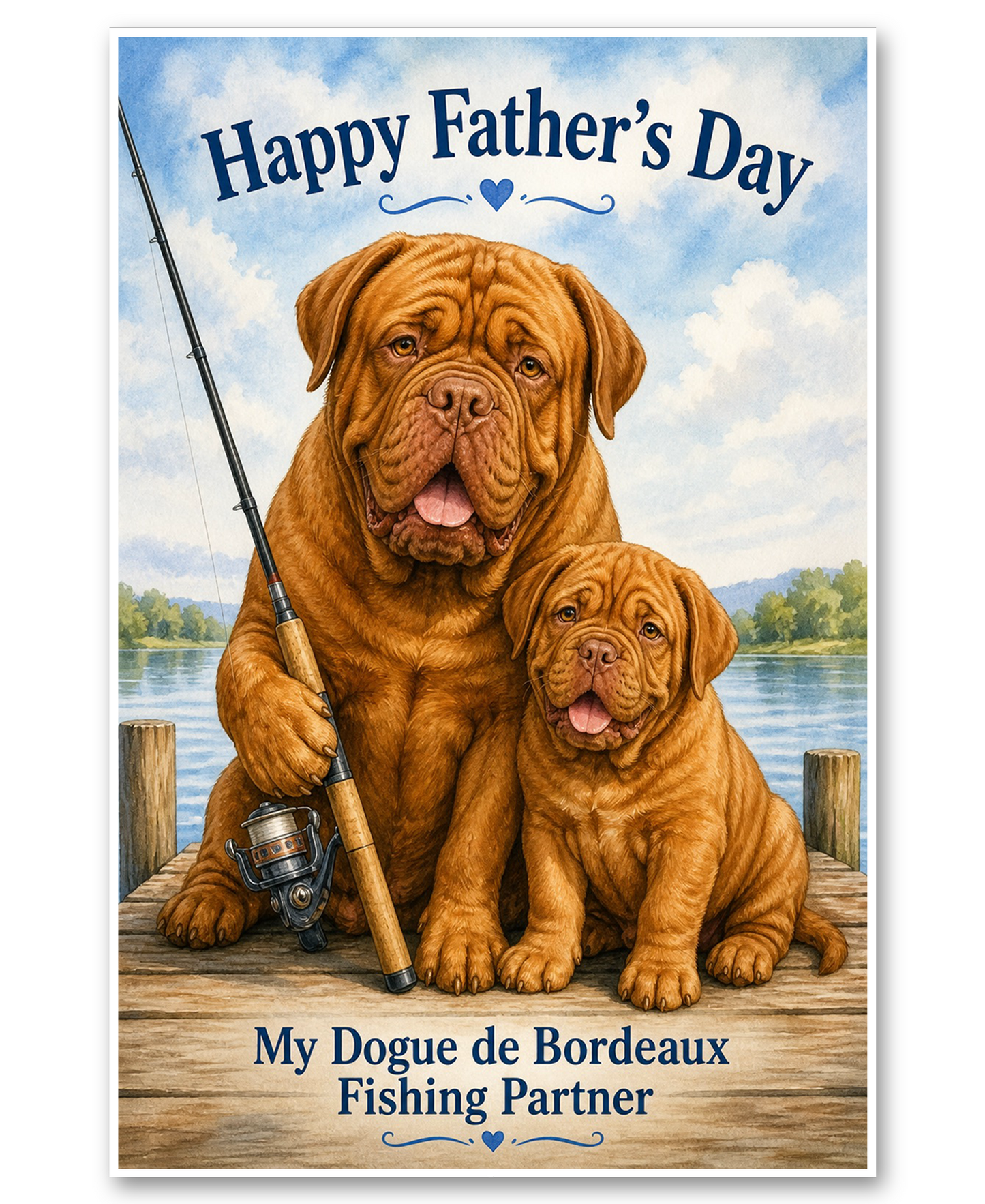 Dogue des Bordeaux - My Bordeaux  Fishing Partner -  Father's Day Card
