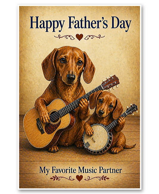 Dachshund - Favorite Music Partner- Father's Day Card