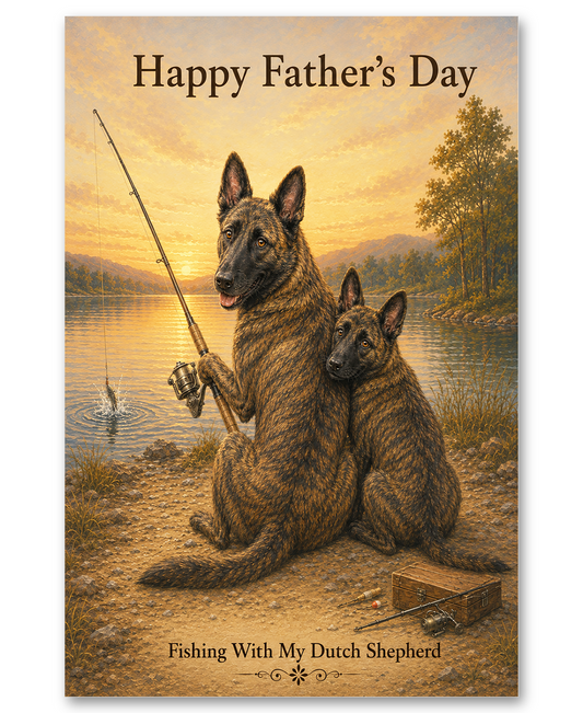Dutch Shepherds Fishing at Sunset for Father's Day