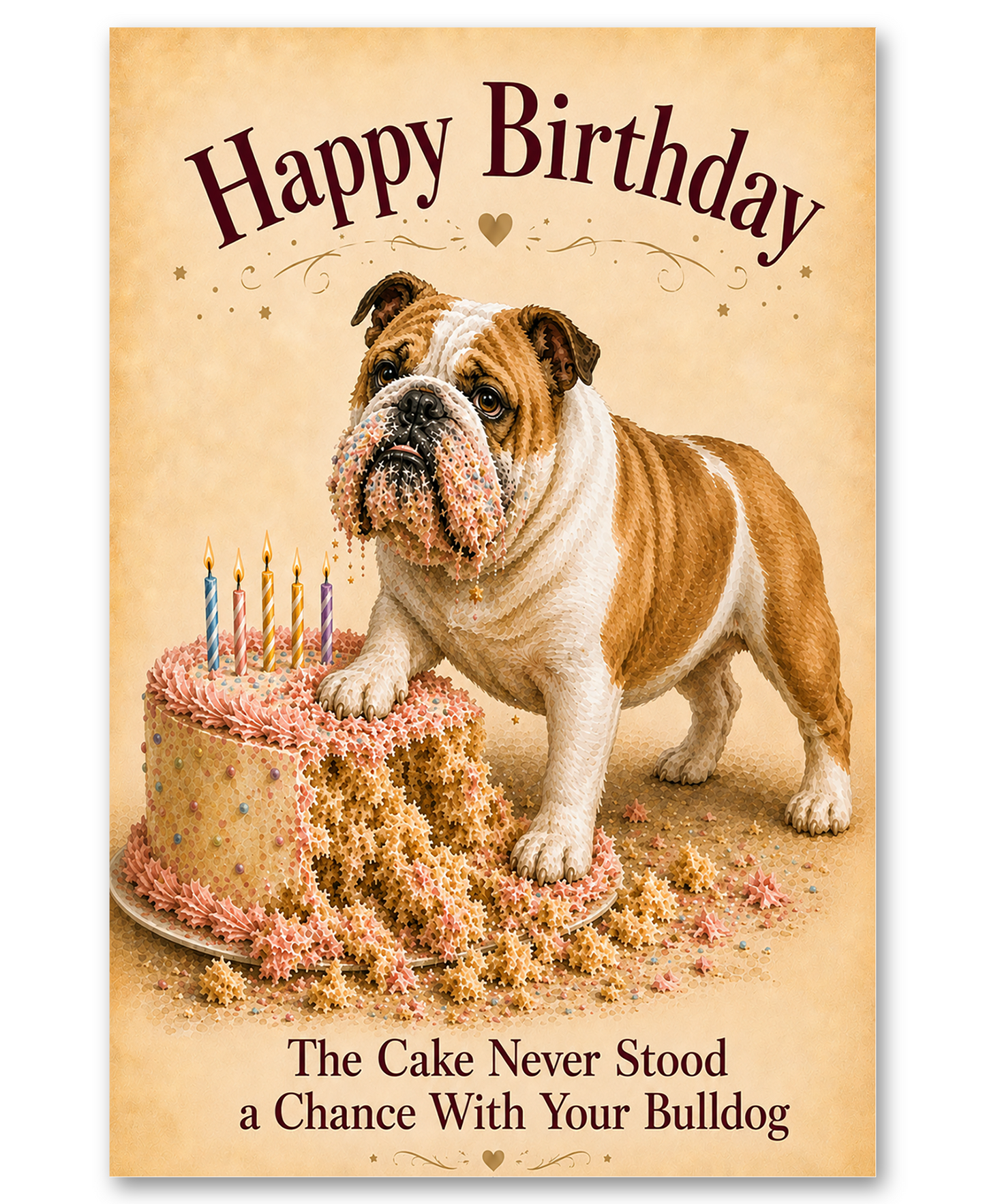 English Bulldog BDay- Cake No Chance
