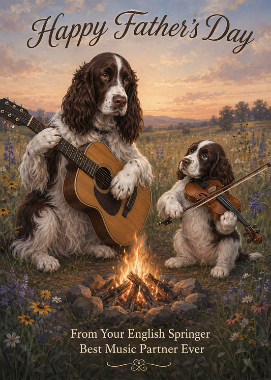 English Springer Spaniels  Music Partners - Father's Day Card