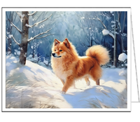 Finnish Spitz Fine Art Notecards - 5 x 7 inches, Set of Six