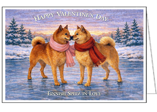 Finnish Spitz In Love - Valentine Card