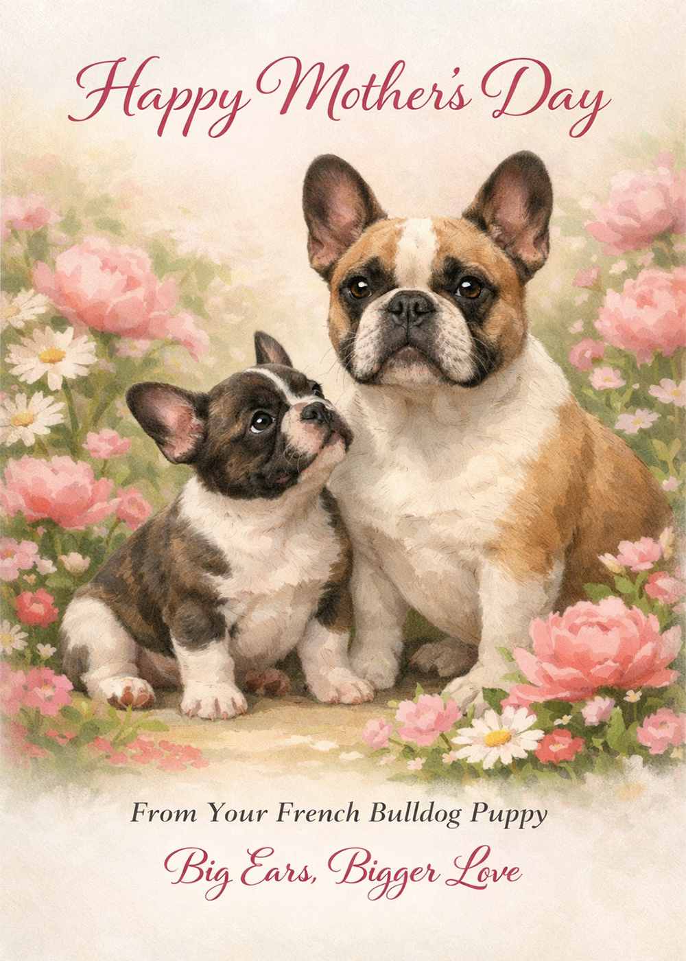 French Bulldog - Big Ears Bigger Love - Mother's Day Card