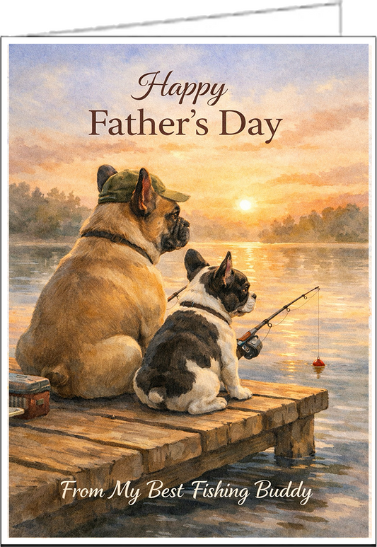 French Bulldog - Father's Day Card - Best Fishing Buddy