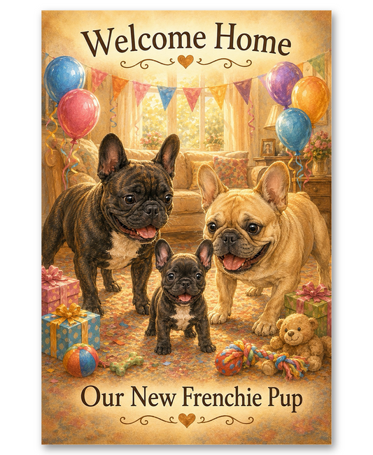 French Bulldogs- Welcome Home New Puppy Greeting Card