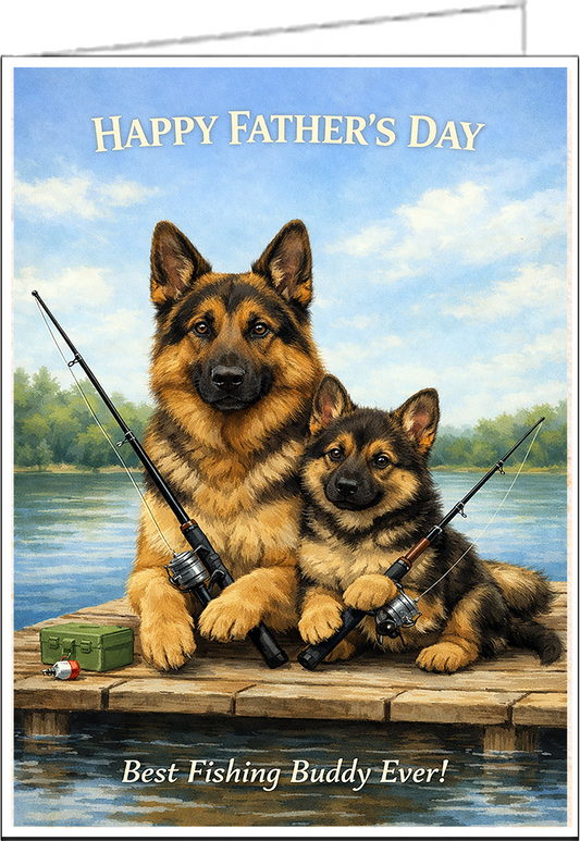 German Shepherd - Best Fishing Buddies - Father’s Day Card