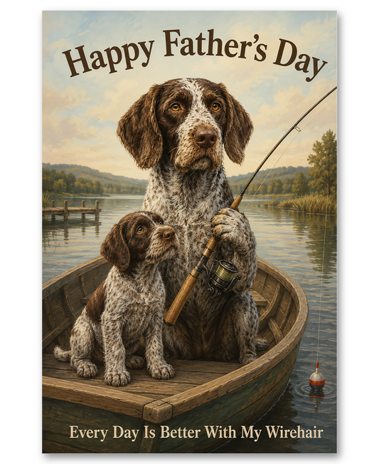 German Wirehaired Pointer Boat Fishing on Father's Day