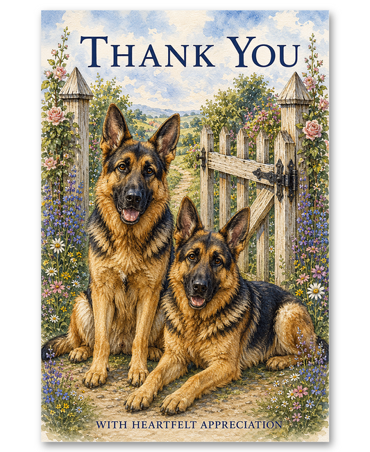 German Shepherds - At the Gate - Thank You Cards