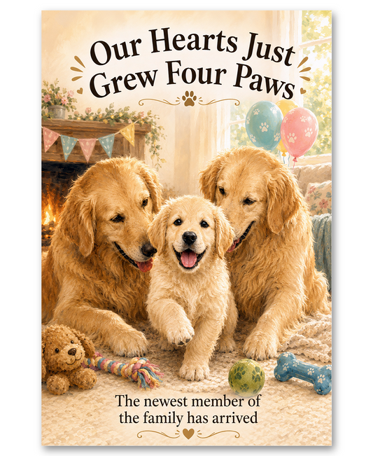 Goden Retriever - Welcome Home New Puppy Card