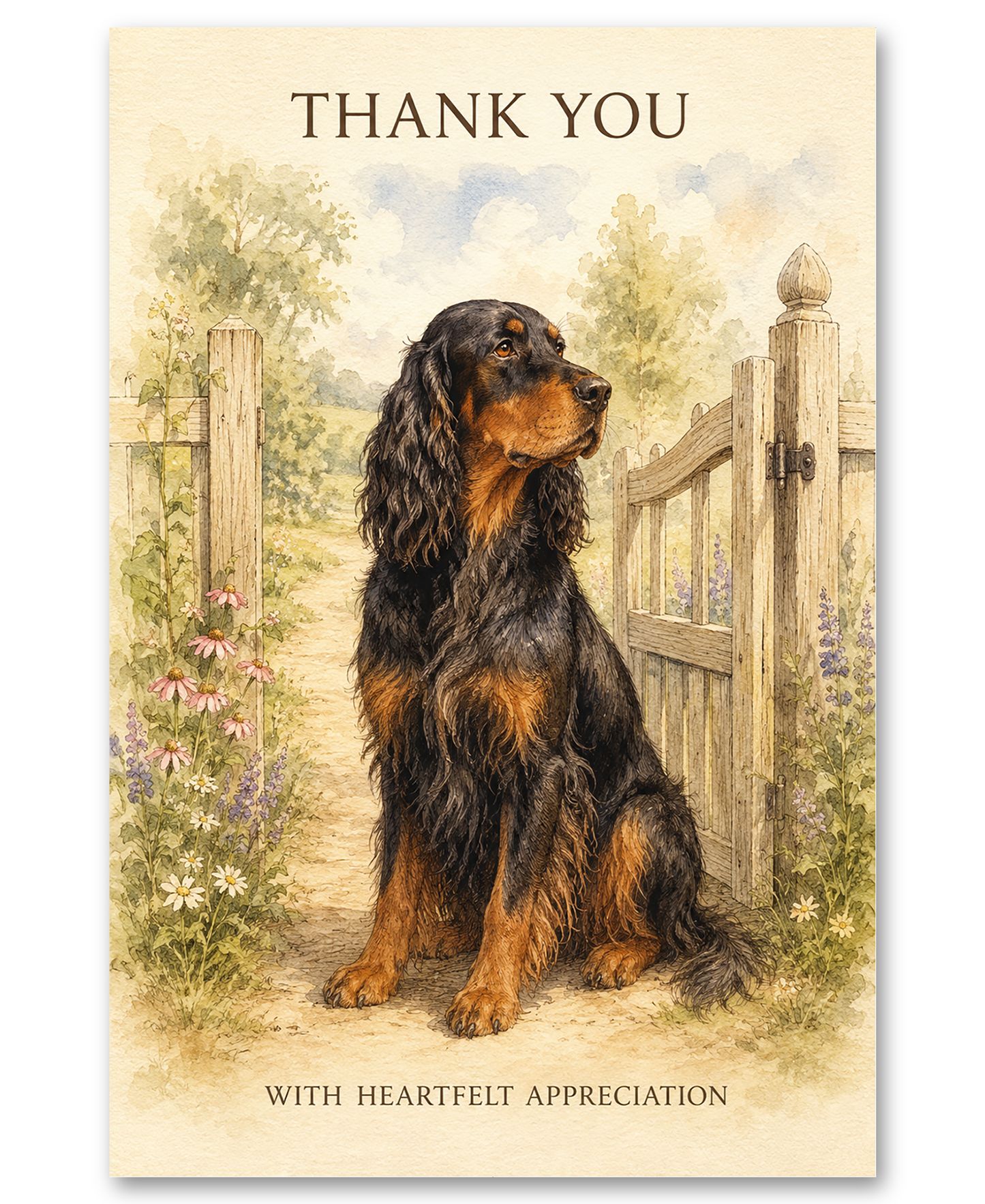 Gordon Setter - At the Gate - Thank You Cards