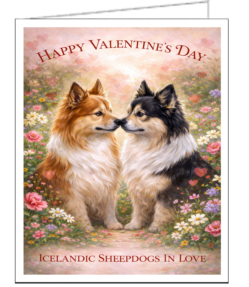 Icelandic Sheepdogs In Love - Valentine Card