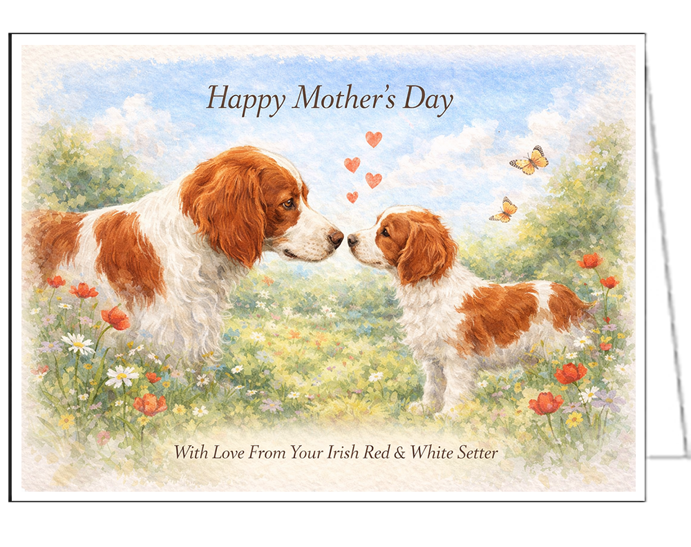 Elegance of the Irish Red & White Setter Mother's Day Card