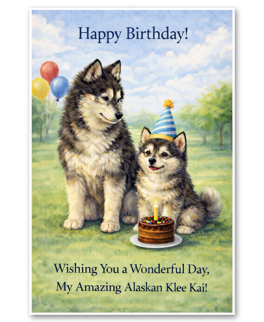 Alaskan Klee Kai - Have a Wonderful Day - Birthday Day Card