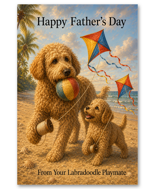 Labradoodle Flying Kites - Father's Day Card