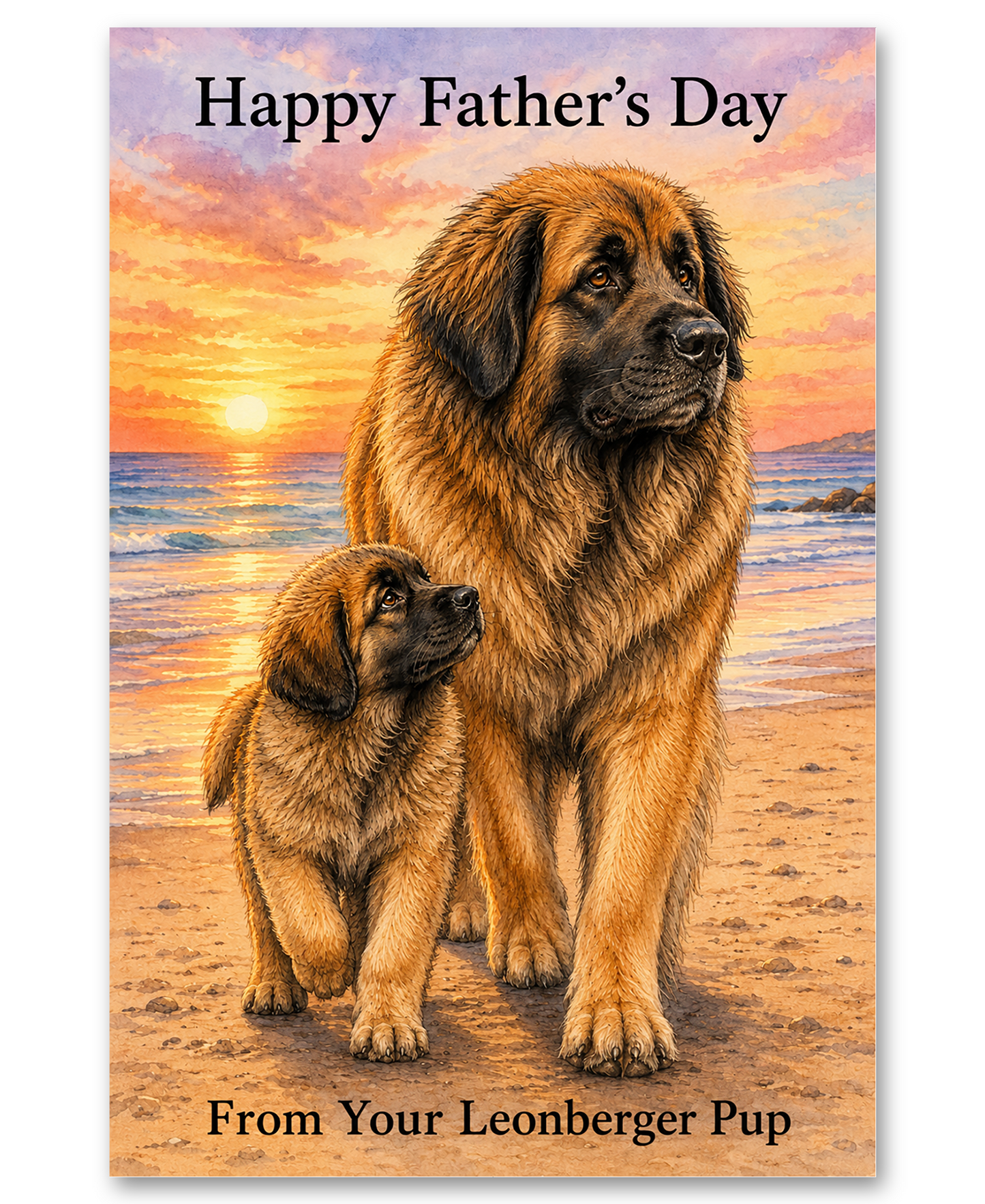 Leonbergers - Walking On Beach For Father's Day