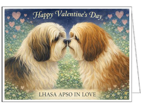 Lhasa Apso In Love - Single Valentine Card
