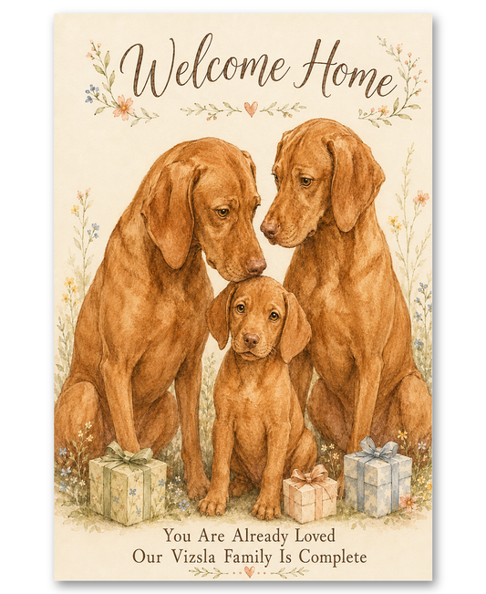 Vizslas - Welcome Home - Family Complete - New Puppy Card