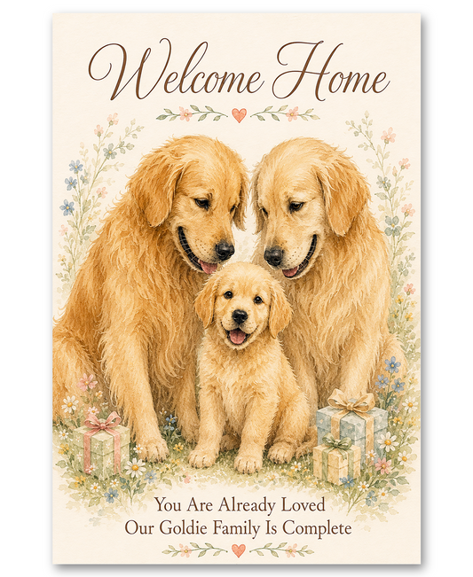 Golden Retriever Welcome to the Family - New Puppy Cards