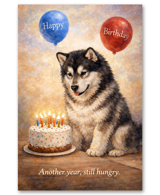 Malamute -Still Hungry - Birthday Day Card