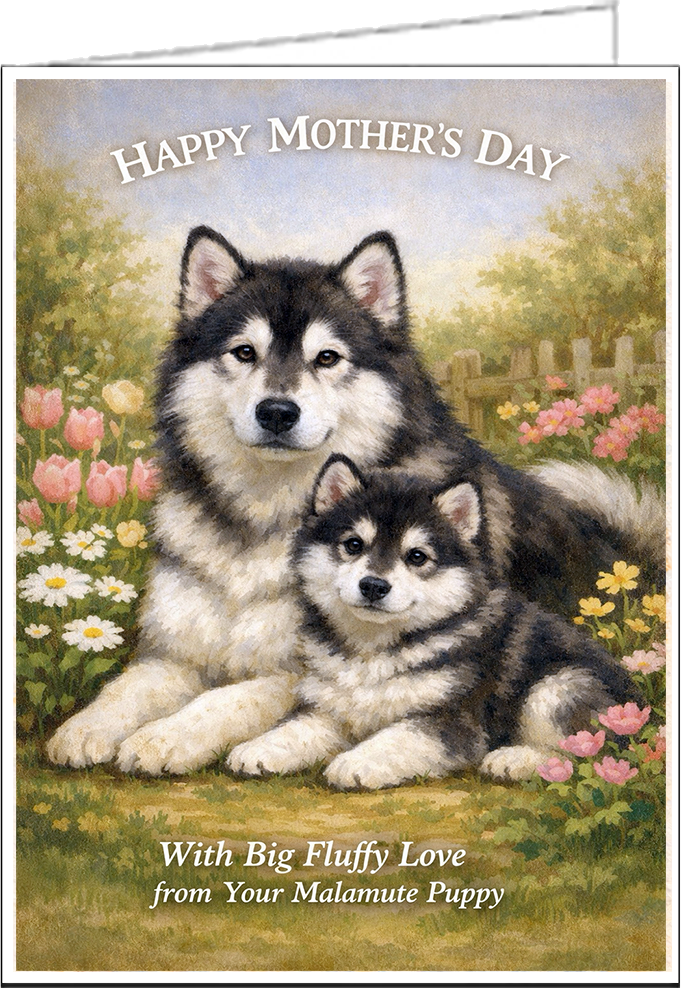Alaskan Malamute - Big Fluffy Love Mother's Day Card