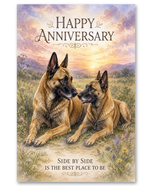 Belgian Malinois - Side by Side - Anniversary Cards