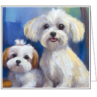 Maltese Puppies Blank Notecards - Set of Six  - - 5¼ x 5¼ Inches