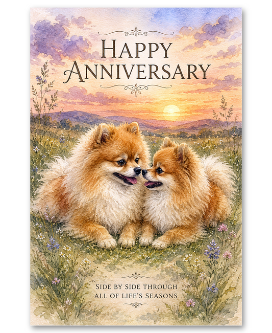 Pomeranians- Side by Side - Anniversary Cards
