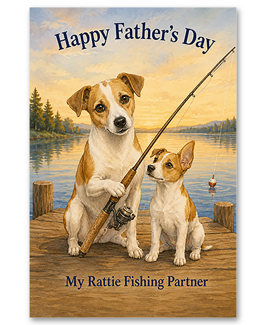 Rat Terriers - Lake Fishing - Father's Day Card