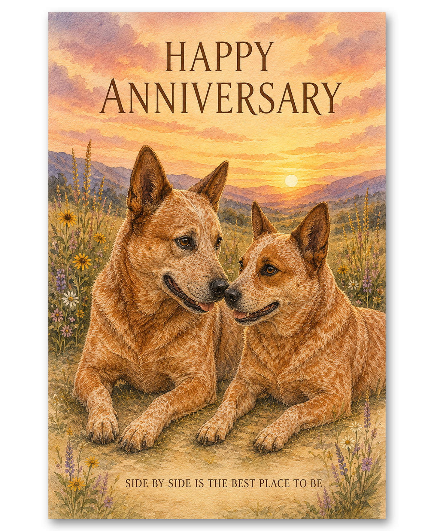Red Heeler - Australian Cattle Dogs - Side by Side - Anniversary Cards