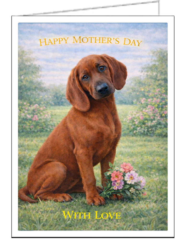 Redbone Coonhound - With Love - Single Mother's Day Card