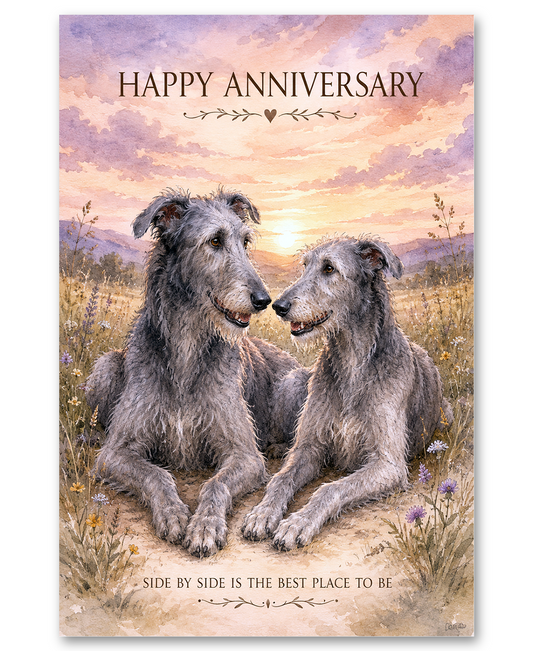 Scottish Deerhounds - Side by Side - Anniversary Cards