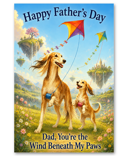 Salukis - Kite Flying - Wind Beneath My Paws - Father's Day
